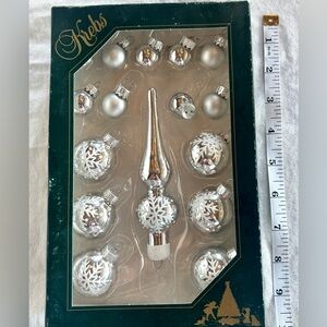 Vintage Christmas by Krebs Mini Glass Trimsets with Topper - Silver